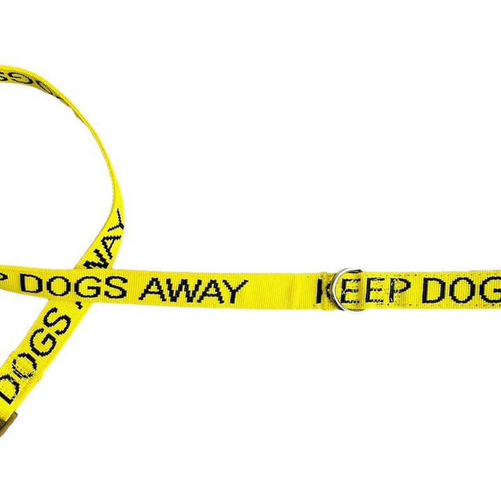 KEEP DOGS AWAY YELLOW SPACE AWARENESS DOG LEAD WITH CARABINER CLIP 1M M/L for wholesale by My Anxious Dog