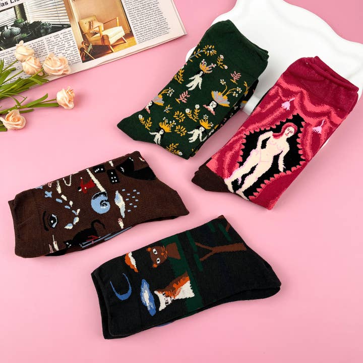 mildstyles - Wholesale Socks - Women's - Art Oil Painting Mid-Calf Comfort Socks8