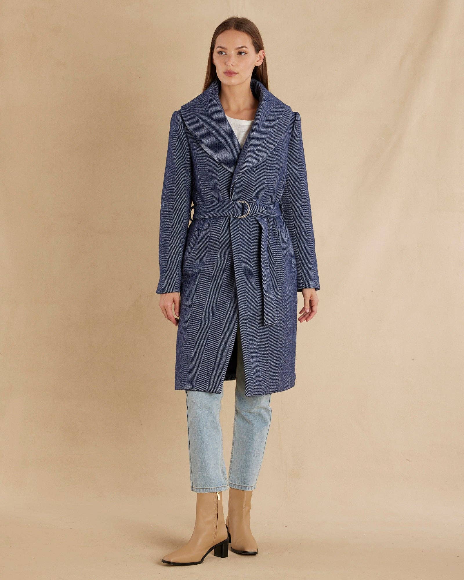 Aspen Wool Coat - Navy for wholesale on Faire