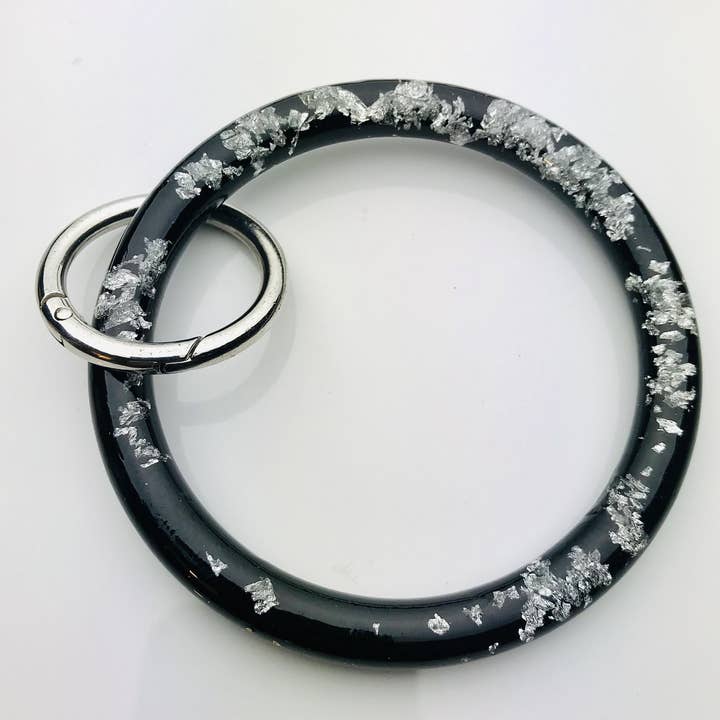 Black with Silver Flakes Keychain Bangle Bracelet Only for wholesale by Shop Drip Express