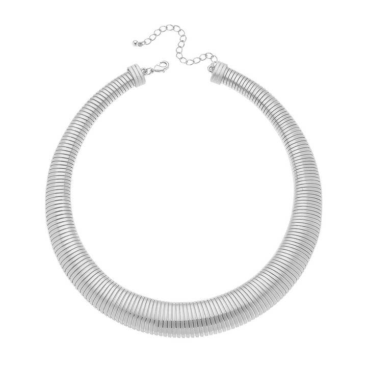 Ramona Watchband Collar Necklace in Satin Silver for wholesale by Canvas Style