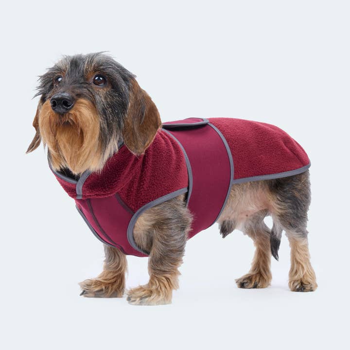 Hundrock tax fleece vinröd för wholesale av Leopold's Finest for dogs