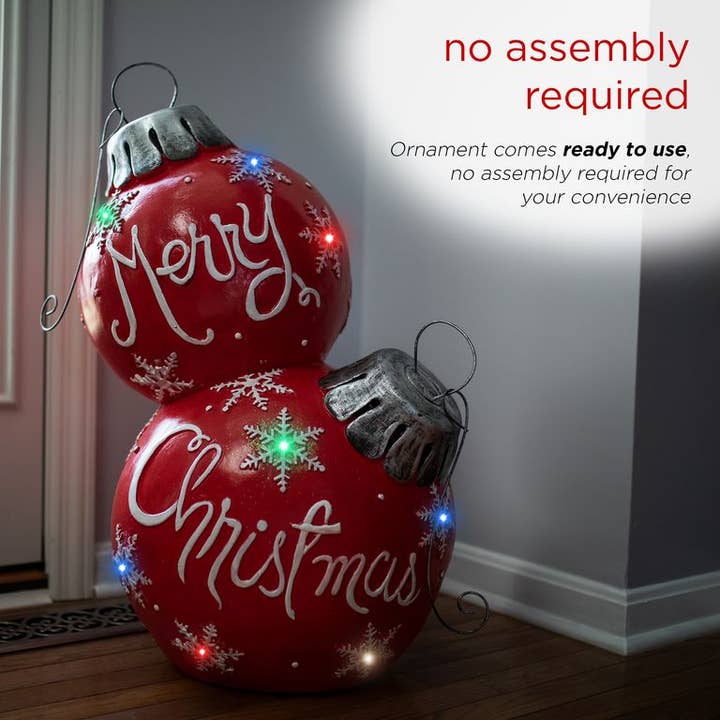 Alpine Corporation - Wholesale Christmas Decoration - Alpine Merry Christmas Ornaments w Color Changing LED Lights