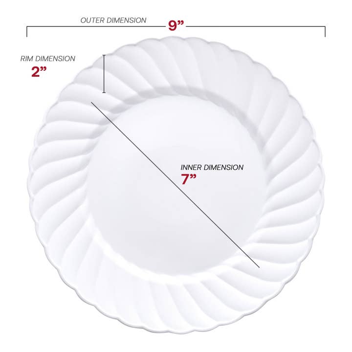 Smarty had a Party - Wholesale Disposable Plate - 9" White Flair Plastic Buffet Plates - 180 pcs2