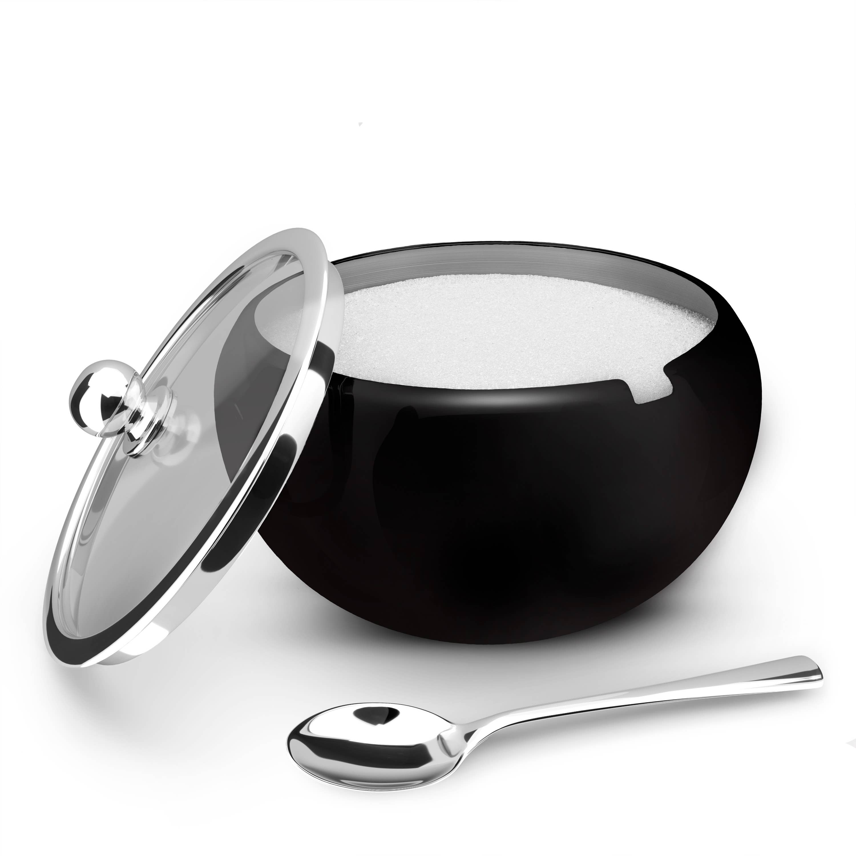 Kook - Wholesale Bowl - Kook Large Stainless Steel Sugar Bowl, Lid & Spoon, 16 oz8