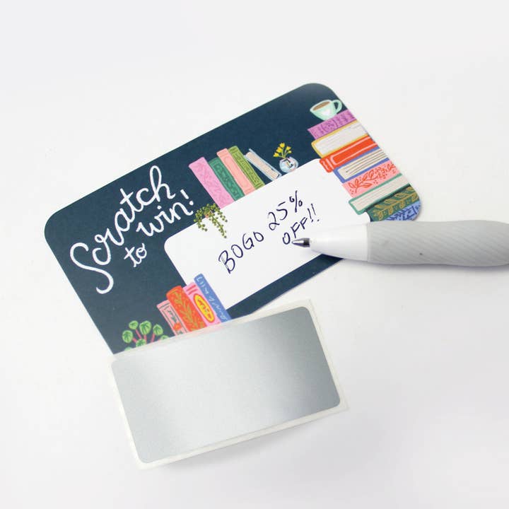 Inklings Paperie - Wholesale Stationery/Notecard Set - 100 Customer Scratch-off Cards - Bookstore