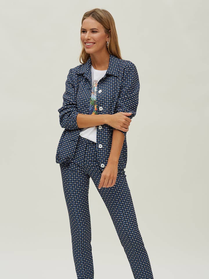 Pantaloni Slim con Cerniere Jacquard Elasticizzato per la vendita all'ingrosso da parte di OKY