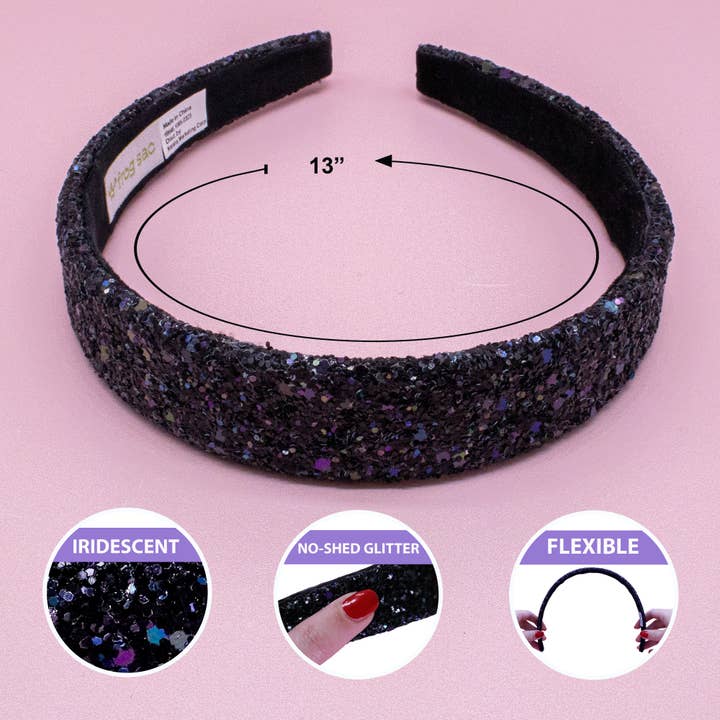 Frog Sac - Wholesale Fashion Headband - Kids - Tapered Chunky Glitter Headband24