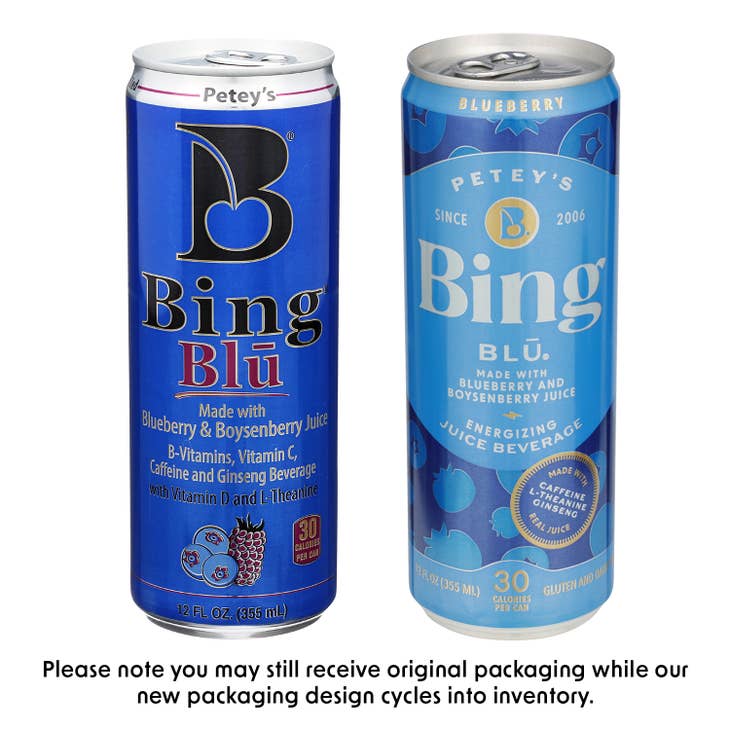 Wholesale Bing Blu (Blueberry) Caffeinated Juice Beverage 12 oz