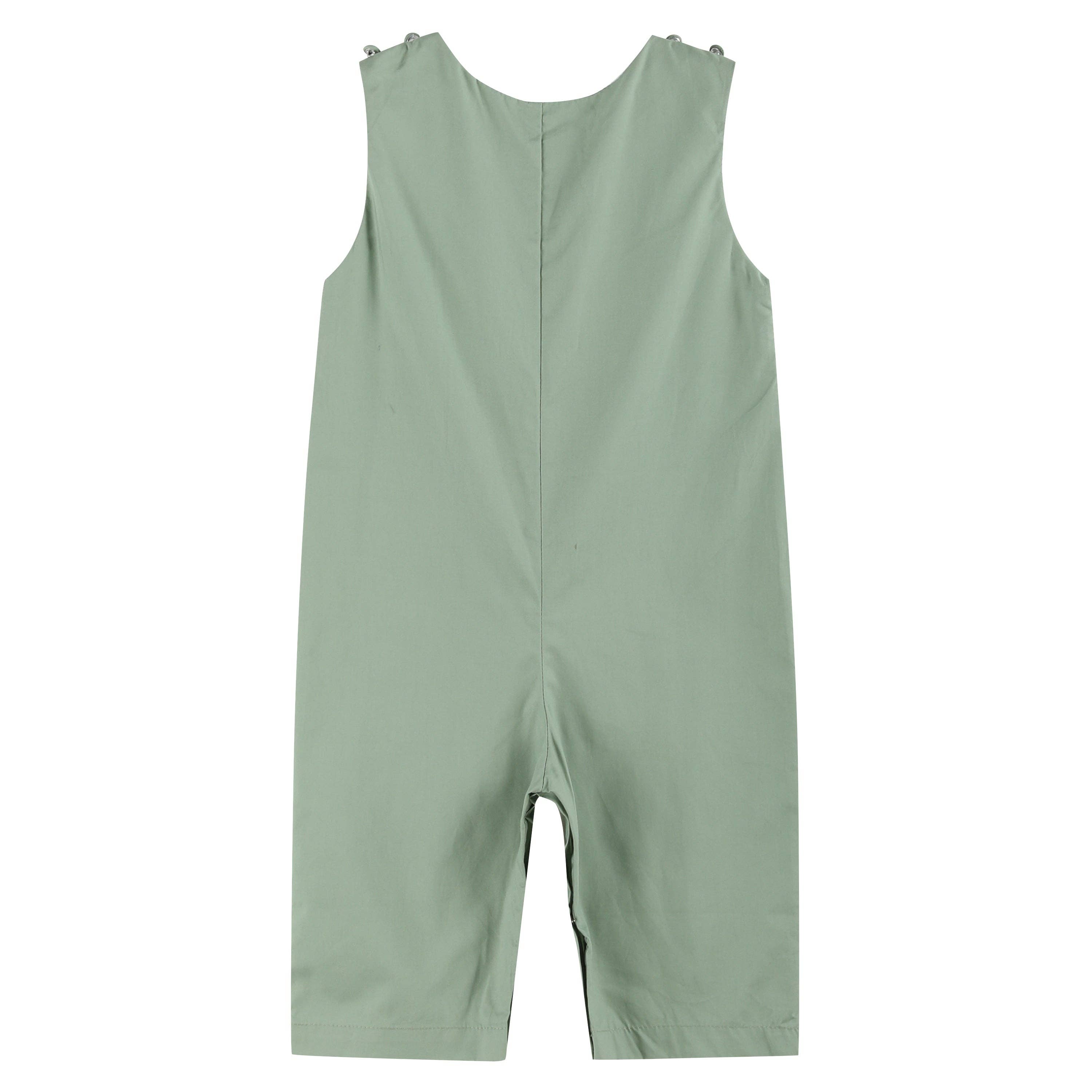 Lil Cactus - Wholesale Overalls - Baby - Sage Green Turkey Smocked Overalls1