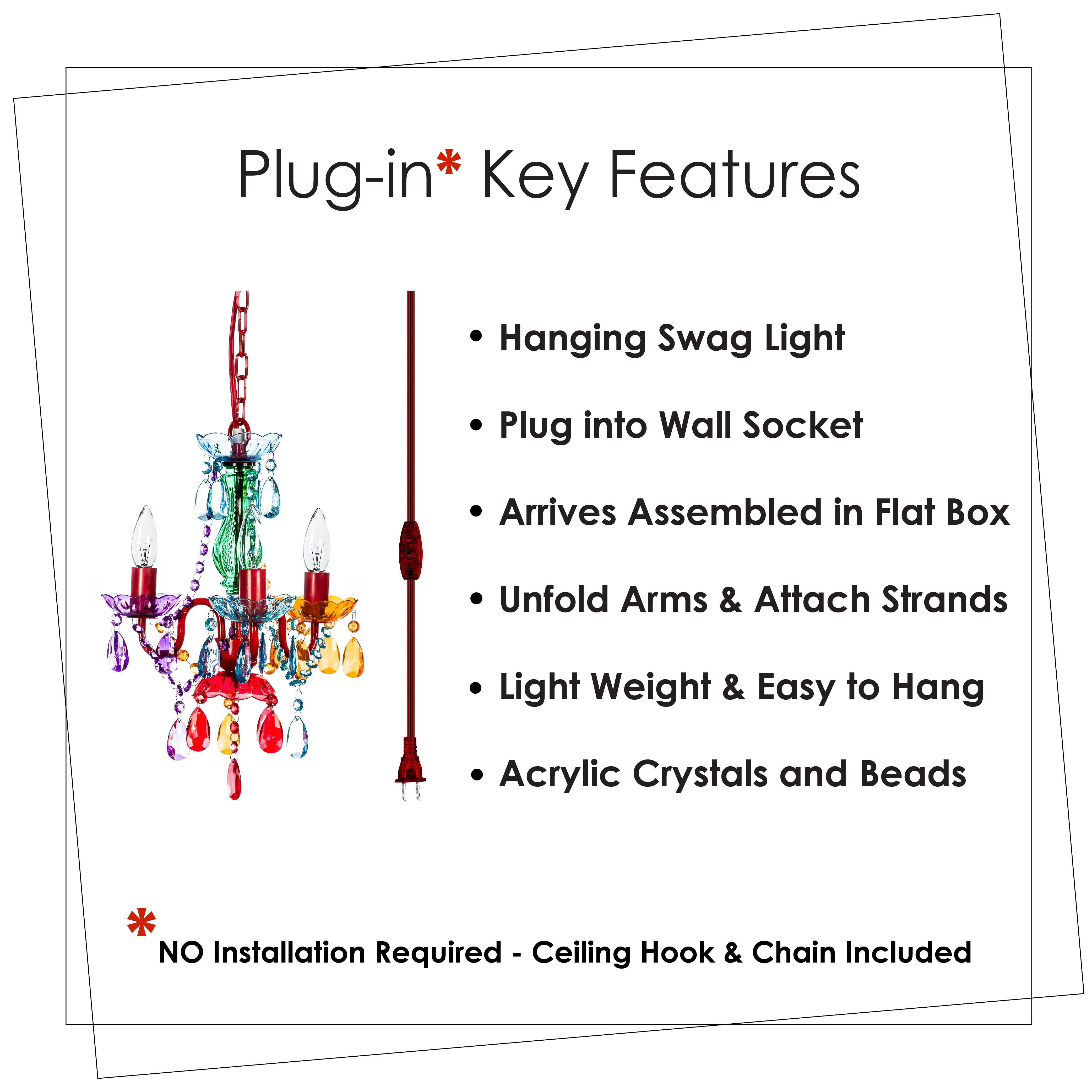 Think Brink - Wholesale Chandelier/Hanging Light - 3 Light Multi Colored Plug-in Chandelier2