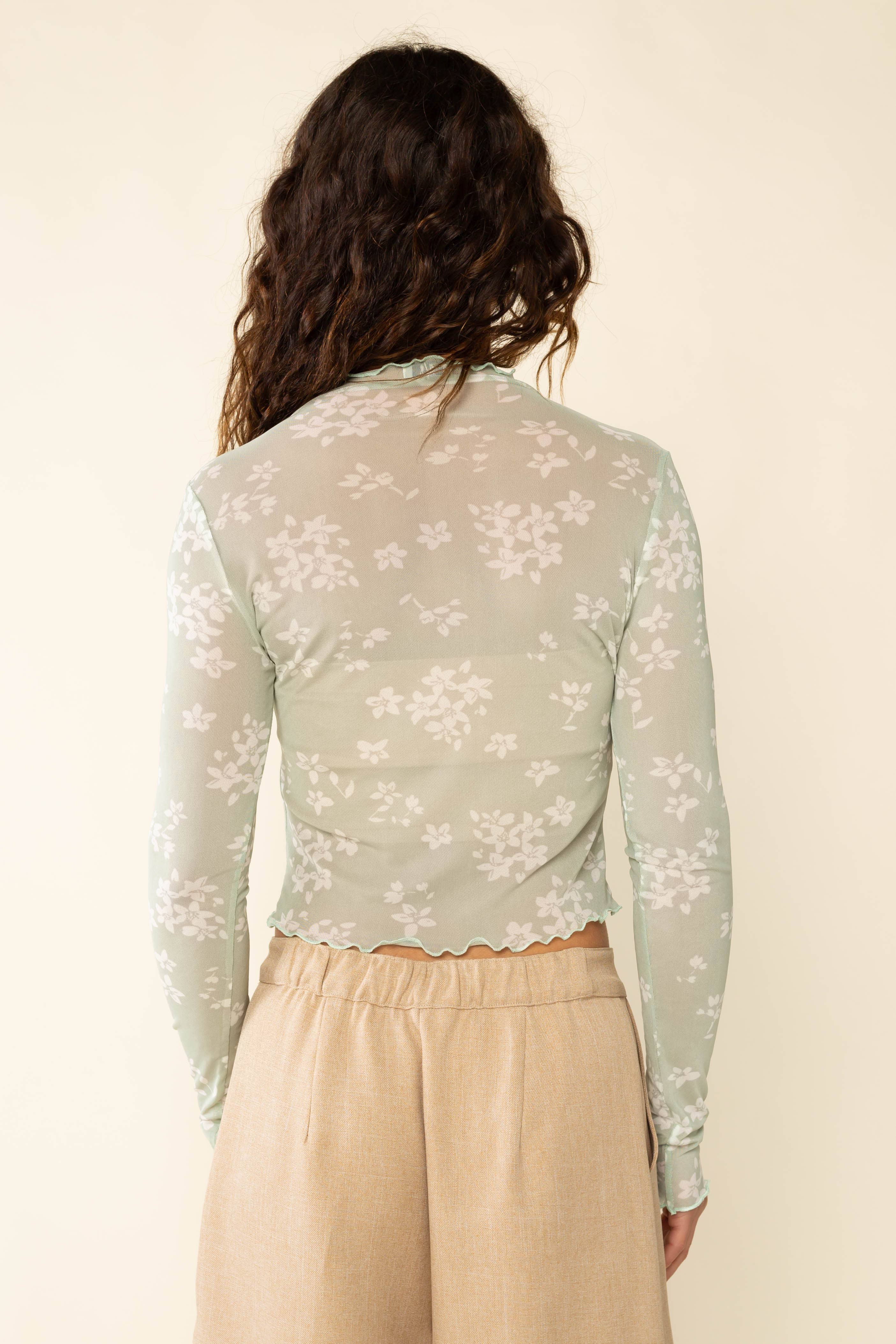 NLT - Wholesale Blouse - Women's - Ivy Mock Neck Floral Mesh Top8