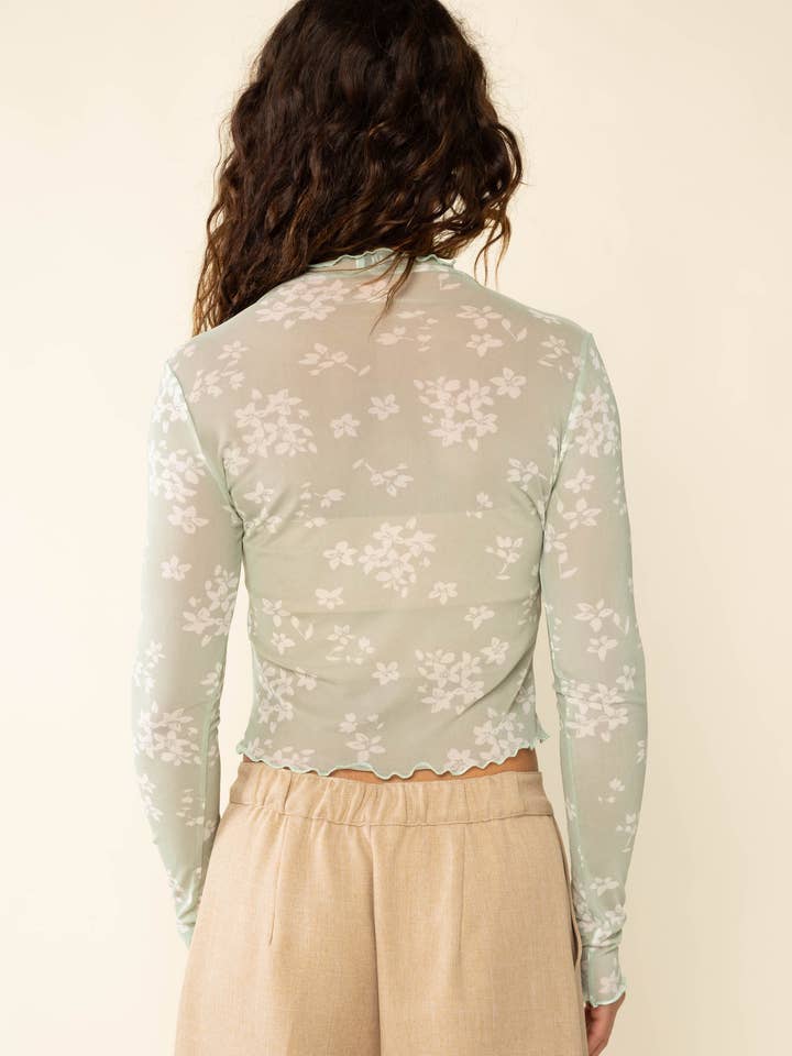 NLT - Wholesale Blouse - Women's - Ivy Mock Neck Floral Mesh Top8