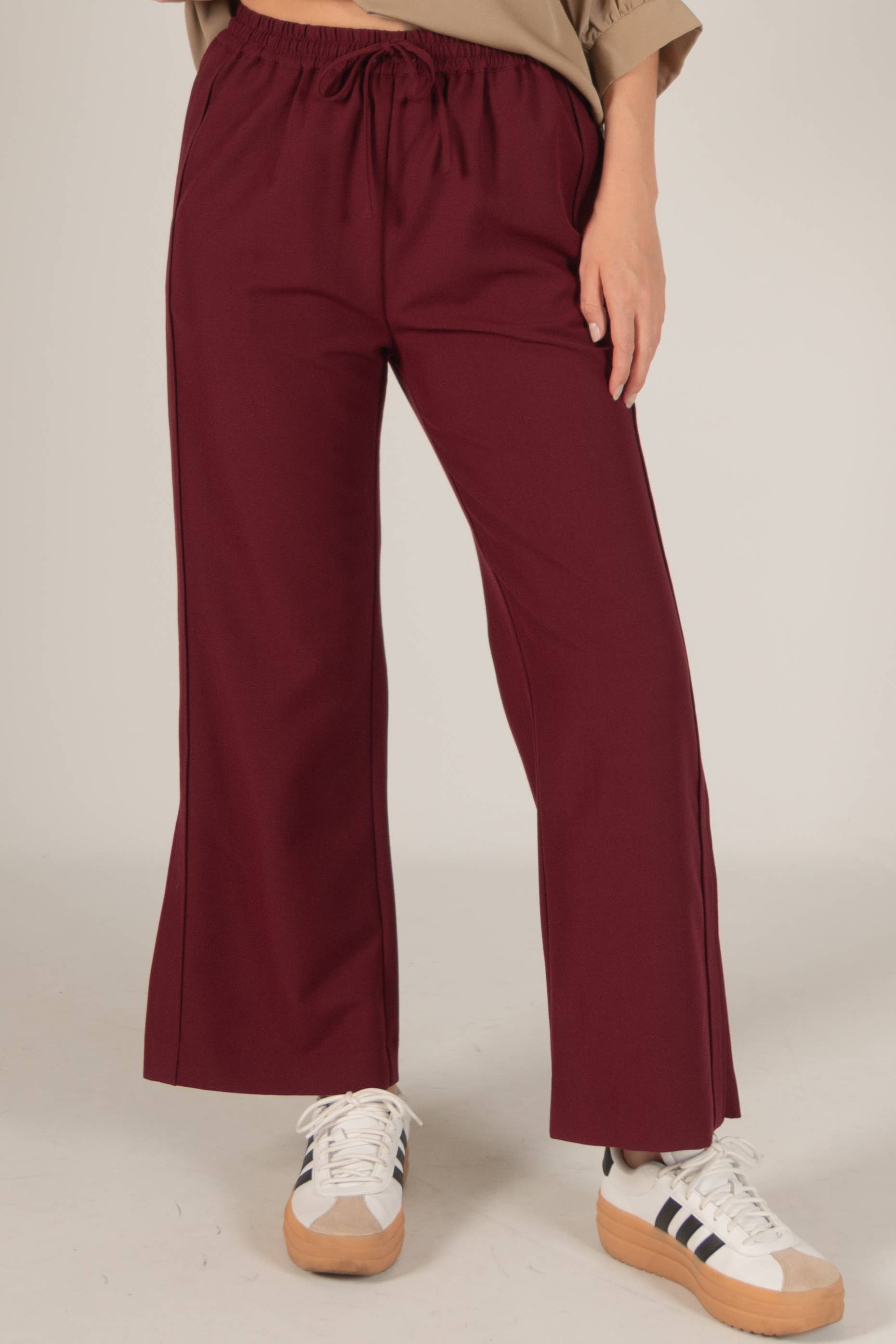 Before You Collection - Wholesale Pants - Women's - Woven Wide Leg Elastic Waist Side Slit Pants12