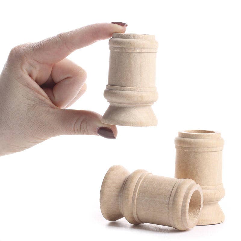 Factory Direct Craft - Wholesale Candle Holder - Unfinished Wood Taper Candle Holders - Select Size1