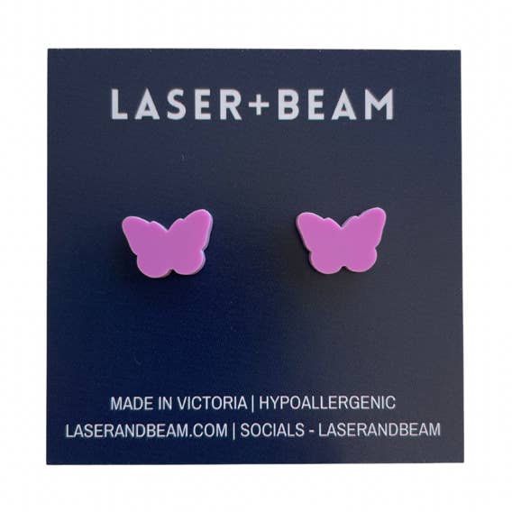 Clous d'oreilles pour enfants - Papillon violet pour la vente par laserandbeam