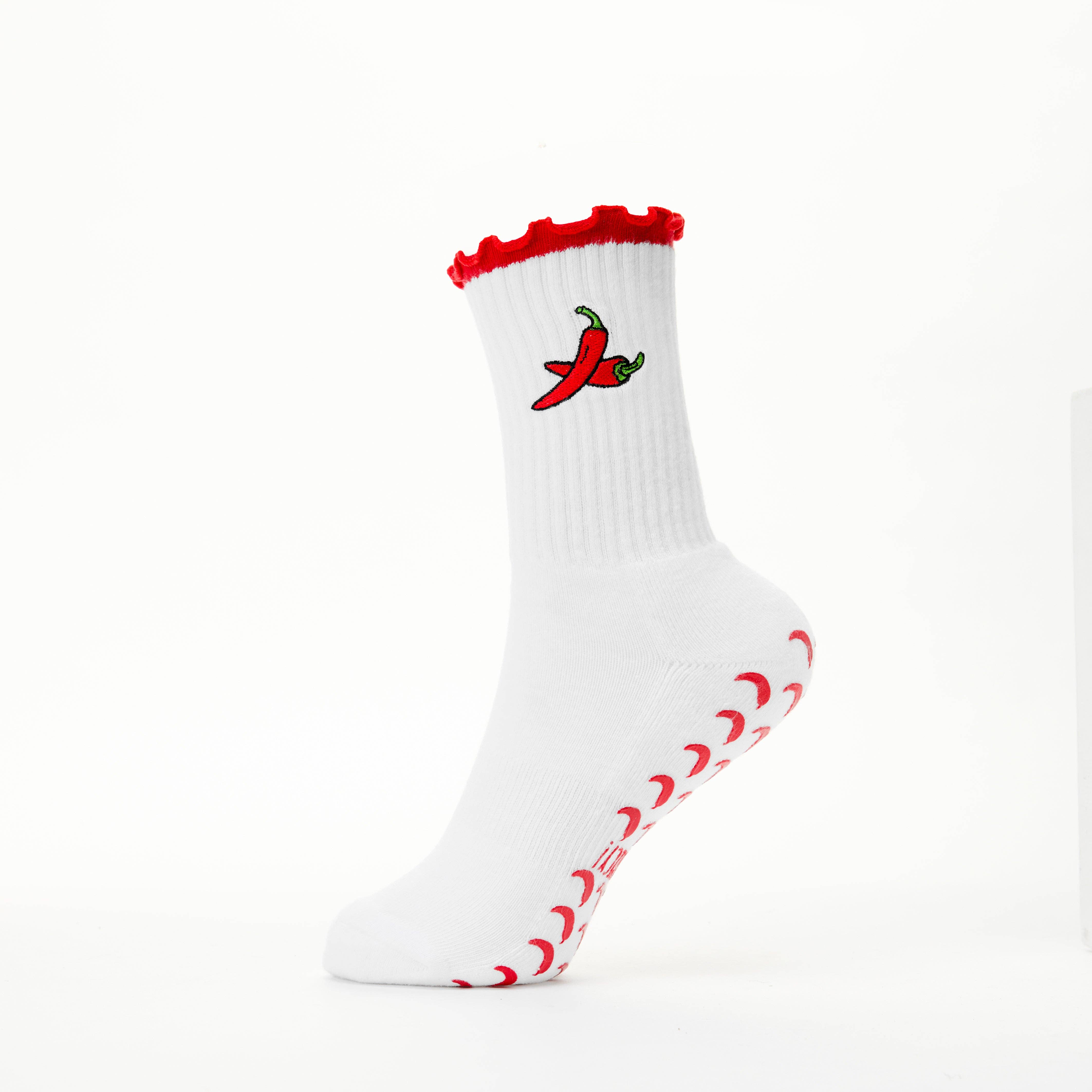 White I Like It Spicy! Grip Socks for wholesale on Faire10