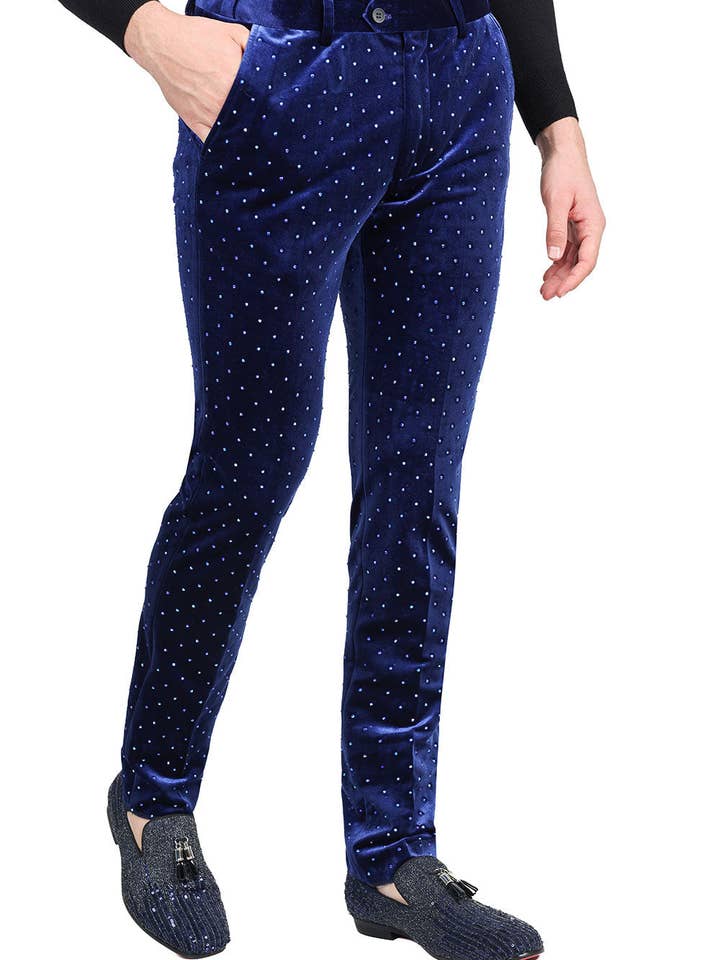 BARABAS - Vente Pantalon de costume – homme - Pantalon chino cintré en velours à strass pour hommes 2CP30201
