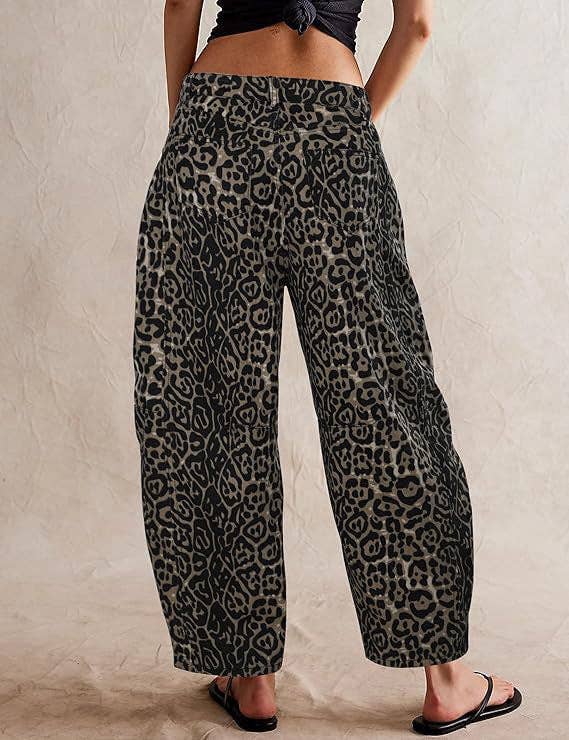 Dipped Shop – calças de ganga - Mulher por atacado – Jeans largos animal print de cintura média e perna ampla DP25A4791
