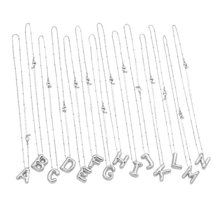 BestBeads&Beyond - Wholesale Pendant/Charm Necklace - Ballon Bubble Initial Letter Charm Necklace, SKU#EF5841