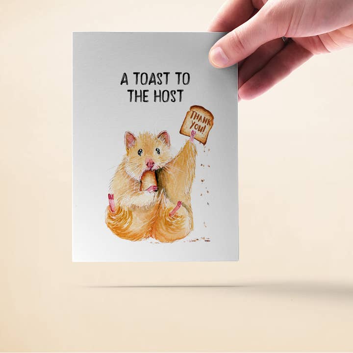 Liyana Studio - Wholesale Thank You Card - Hamster Toast To The Host - Funny Thank You Card3