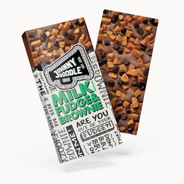VS Food Online - Johnny Doodle - Wholesale Chocoladereep - Milk Chocolate Fudge & Brownie - Johnny Doodle - Fairtrade