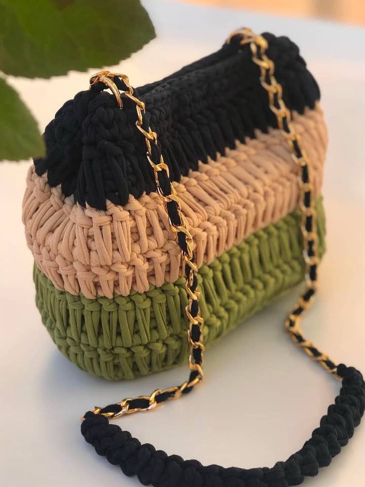 CHQEL colourfulBrown Clutch Bag Women Handmade Crochet Purse for wholesale by CHQEL