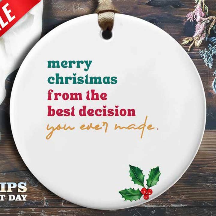 Divertido Mejor Decisión Adorno de Navidad - 'Feliz 1 para venta al por mayor de VenusArtsShop