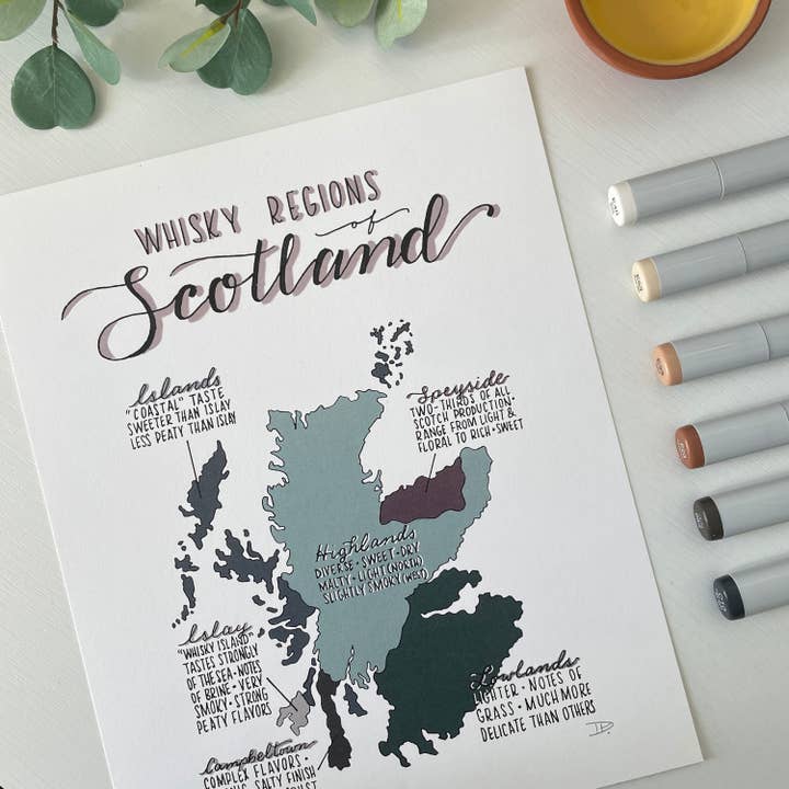 Whisky Regions of Scotland | Recycled Card Stock Print for wholesale by D. Prince Designs