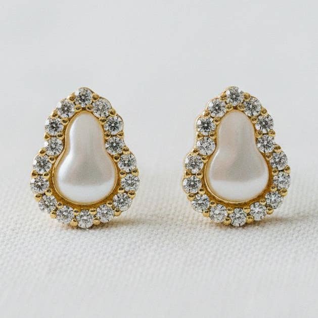 Gourd Shell Zircon Stud Earrings for wholesale by Ellemadera