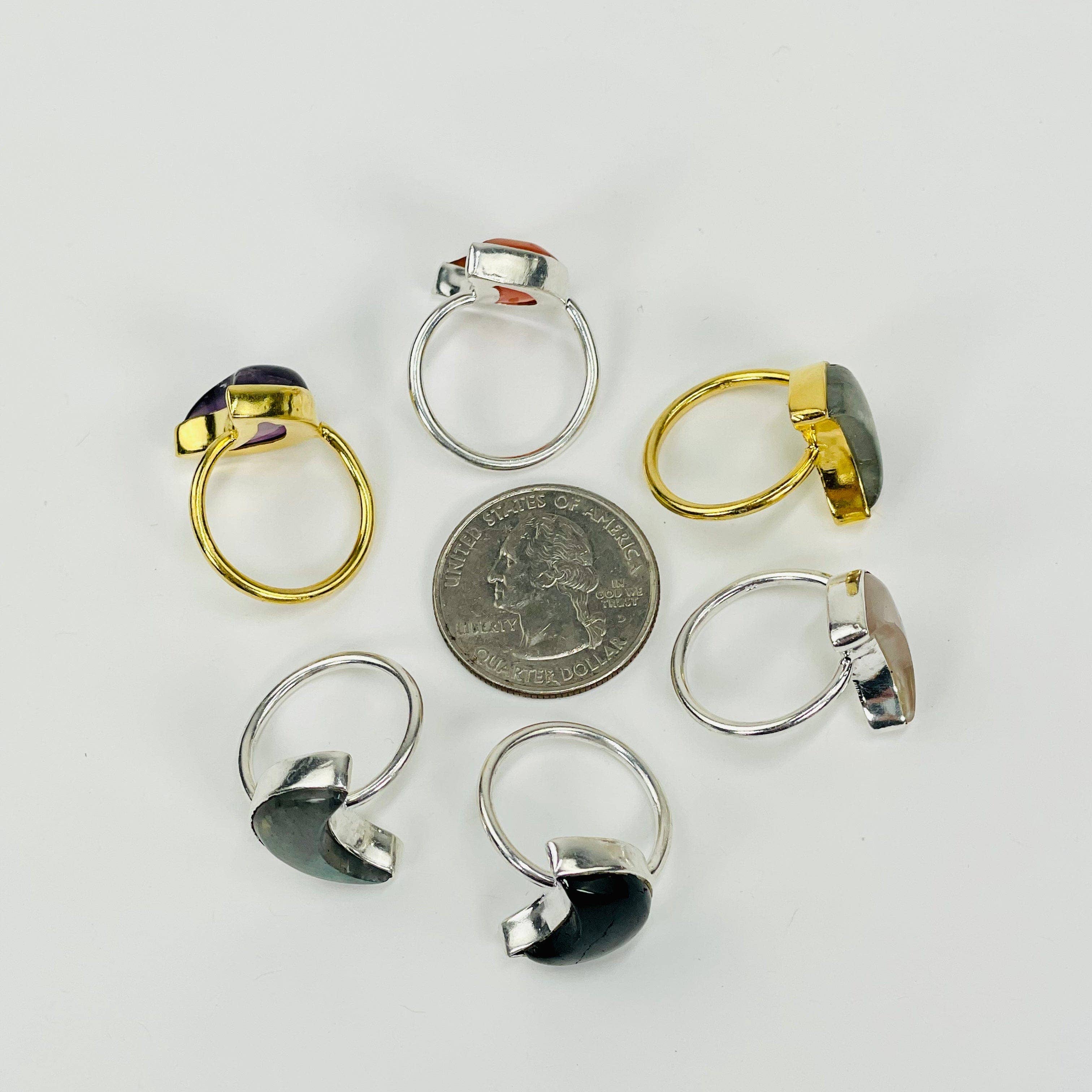 Rock Paradise - Wholesale Cocktail/Statement Ring - Crystal Gemstone Moon Ring - Gold or Silver4