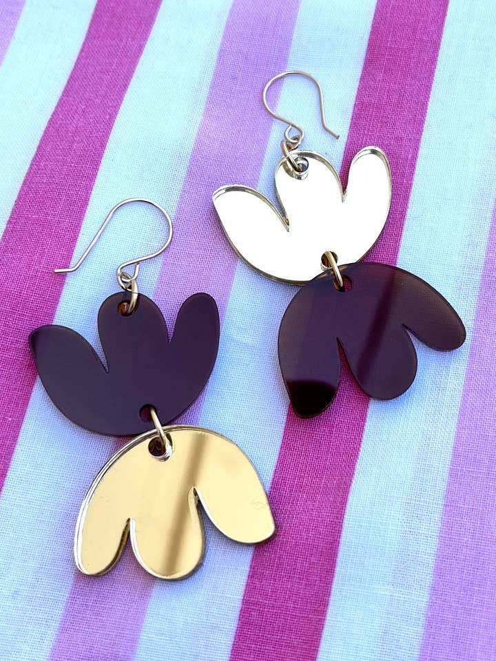 Super Bloom Earrings - Gold & Amber mix for wholesale by The Lost & Found