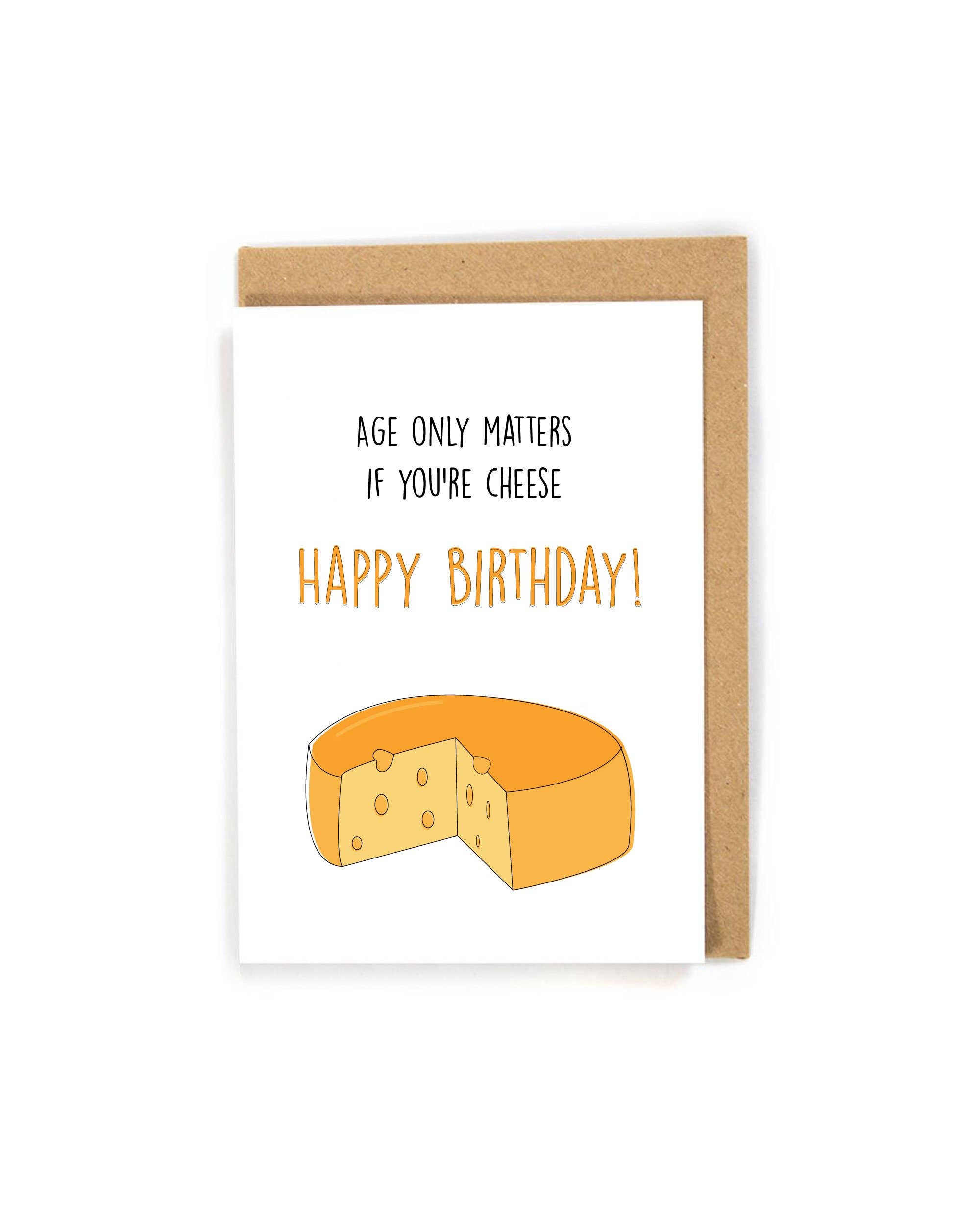 DensenDesign - Vente Cartes d'anniversaire - Carte d'anniversaire drôle de fromage pour les 50 ans et plus