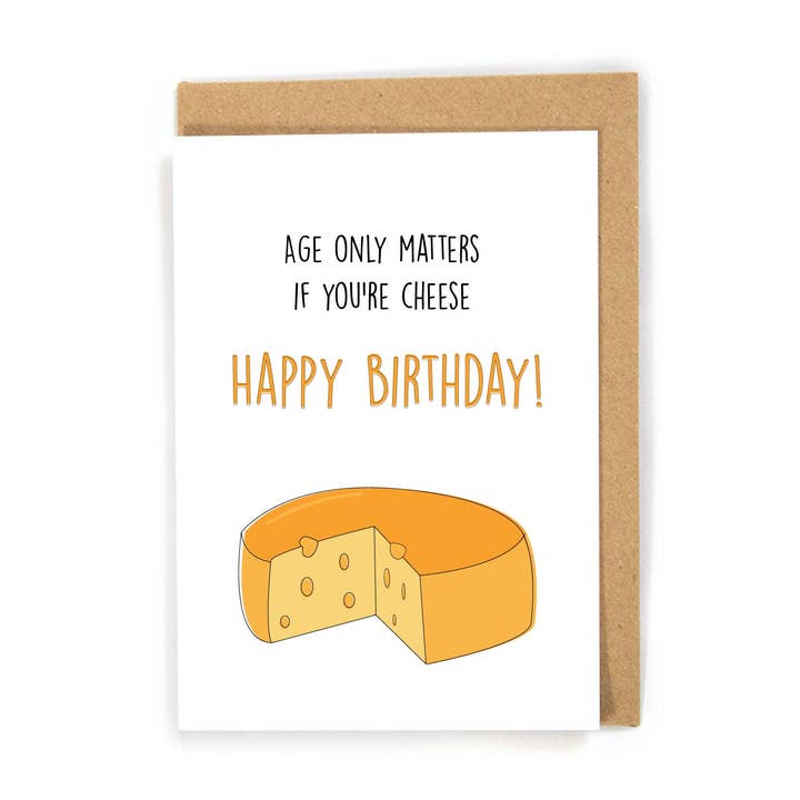 DensenDesign - Wholesale Birthday Card - Funny cheese birthday card for ages over 500