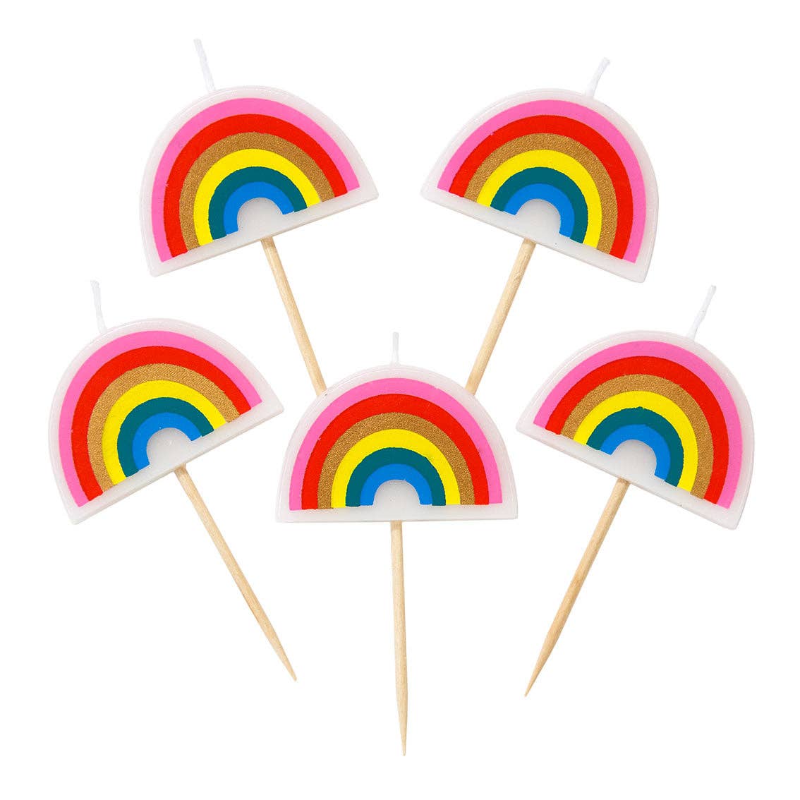 Talking Tables UK – wholesale Cake candle – Rainbow Brights Rainbow Shaped Candles - 5 Pack6