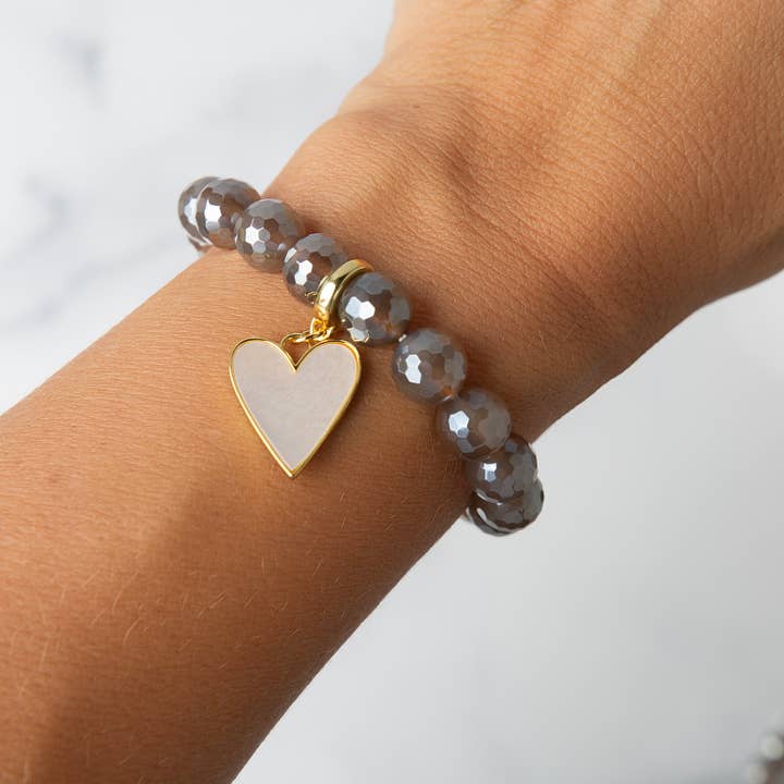Lenny & Eva - Wholesale Individual Charm/Pendant - Heart Charm | Mother of Pearl | Charm Bar