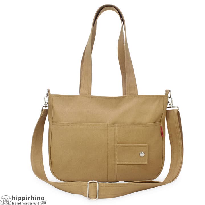 Medium Shoulder Crossbody Tote Bag Canvas Washable Zip Purse for wholesale by hippirhino