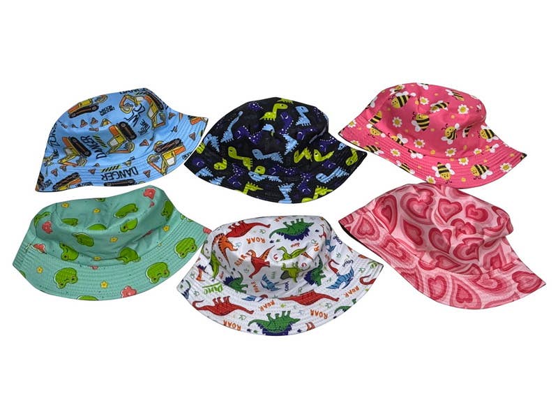 Cubby House by Malmar - Wholesale Decorative figurine - 30cm Kids Bucket Hat 6 Asstd