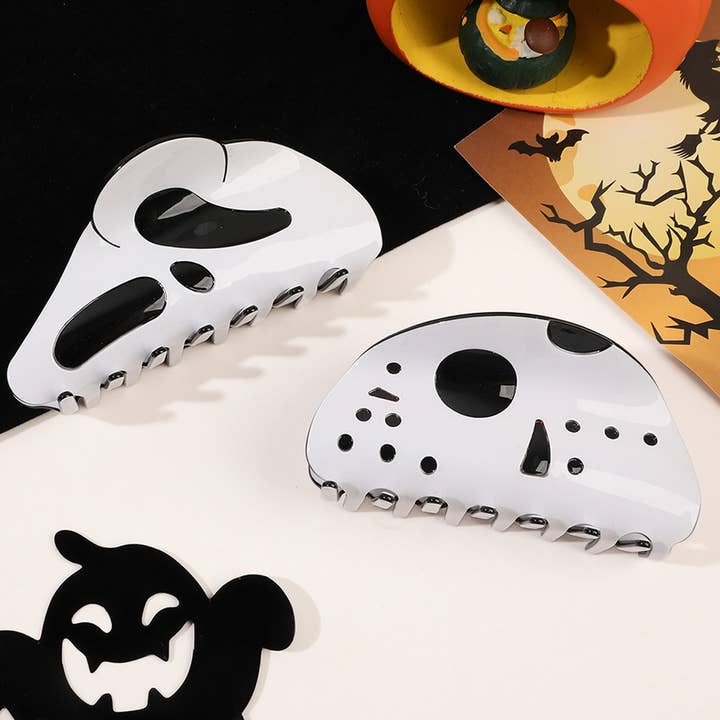 ACCITY - Wholesale Hair Clip - Women's - SPOOKY GHOST CREEPY FACE HALLOWEEN HAIR CLAW CLIPS_CWAHA1635