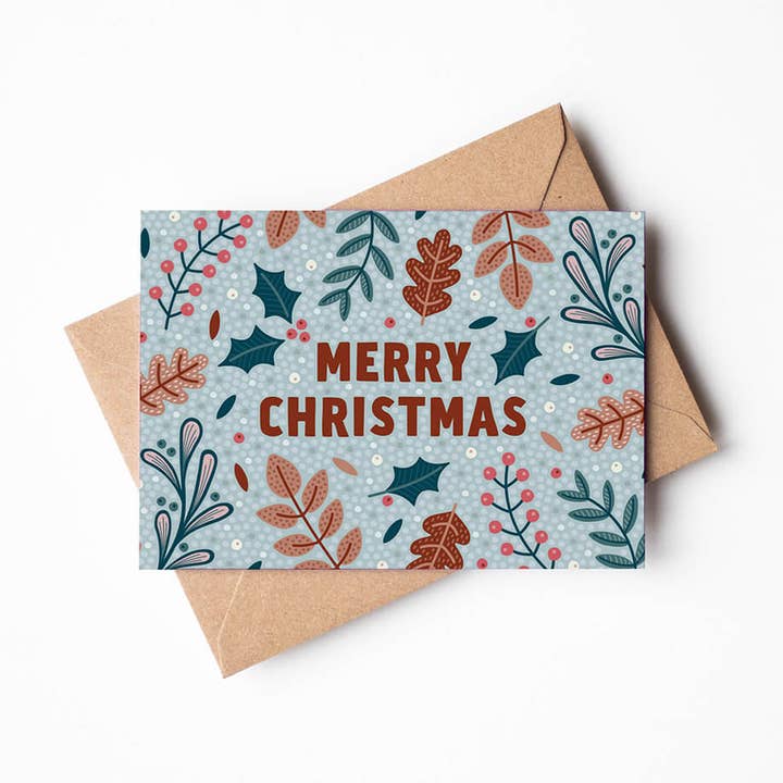 Festive Foliage Botanical Christmas Card for wholesale by Jess A Little Creative