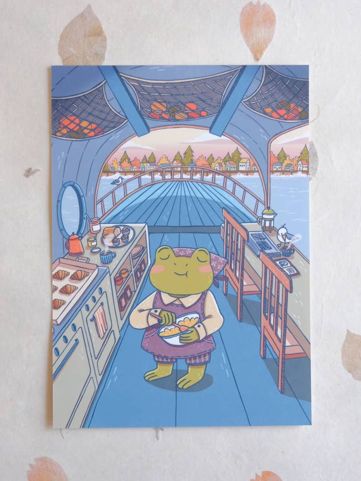 Bakery Boat Postcard Art Print for wholesale by Justine Gilbuena