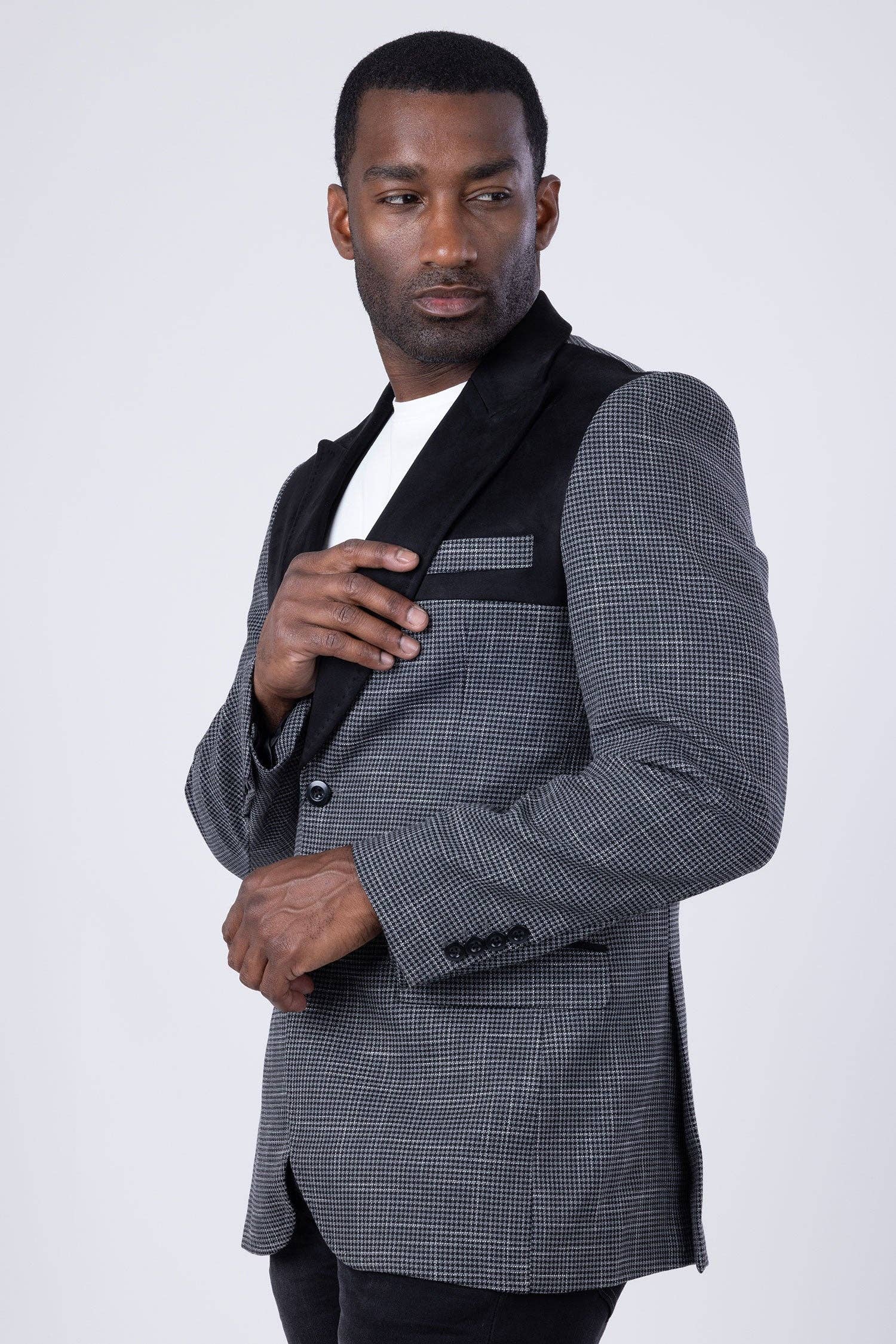 BARABAS - Wholesale Blazer - Heren -  Geruite Velvet Peak Lapel Blazer voor heren 4BL442