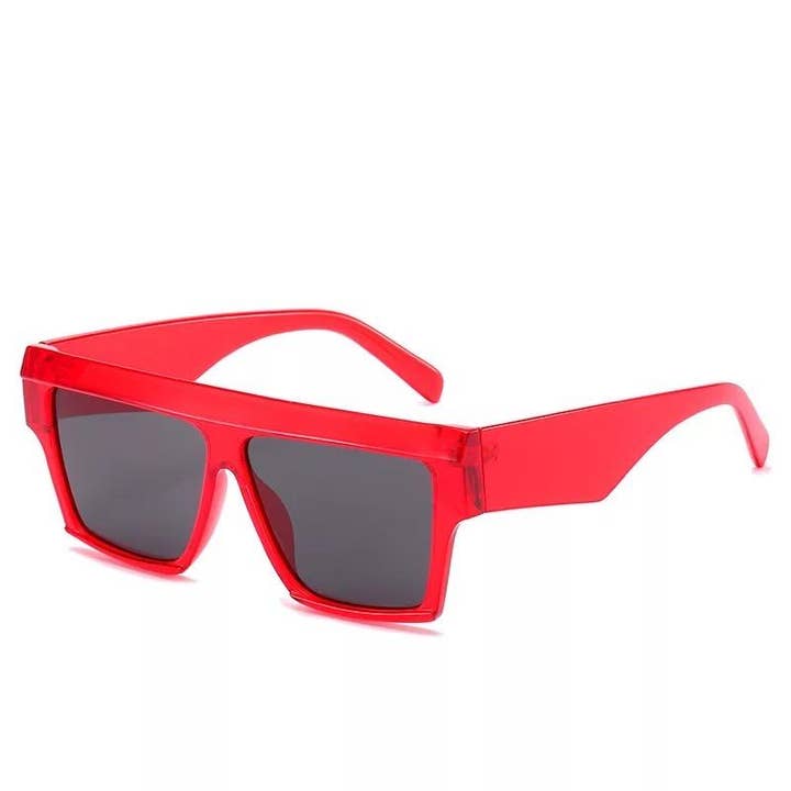 J+F Square Sunglasses in Red for wholesale by Jak & Fox