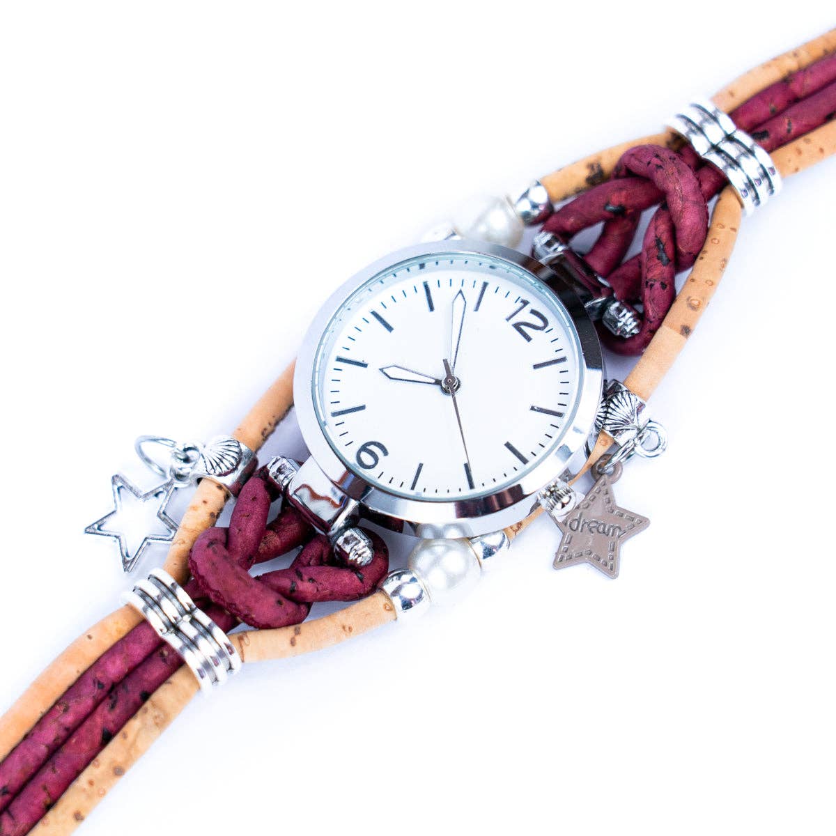 Meninas Bonitas Cork – Großhandel Gewebtes/geflochtenes Armband – handgemachte Korkuhr WA-4486