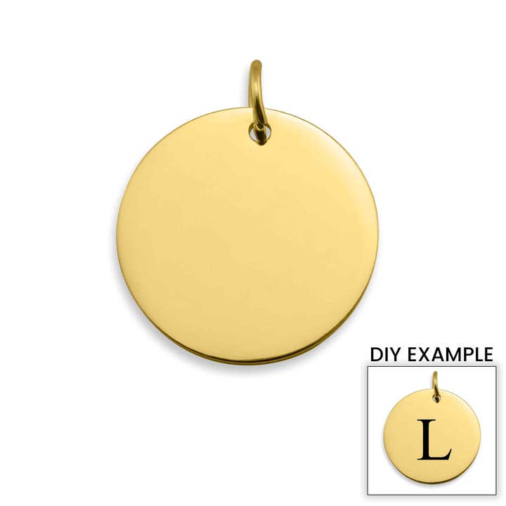 WJW - Wholesale Individual Charm/Pendant - Engravable Circle 18K Gold Charms for Necklaces