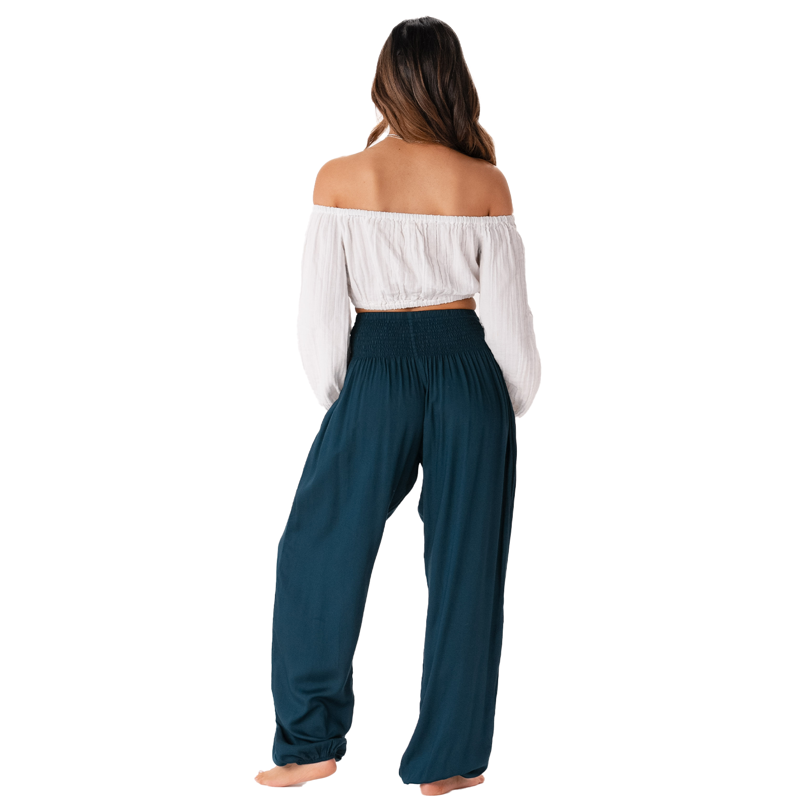 Lotus and Luna - Wholesale Pants - Women's - Deep Teal Harem Pants with Pockets4