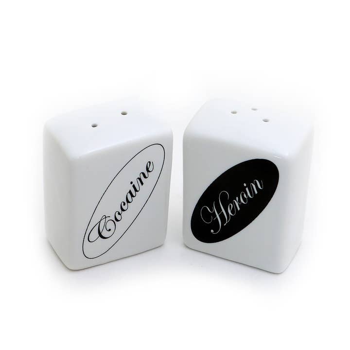 Lenny Mud - Wholesale Salt & Pepper Shaker Set - Cocaine and Heroin Salt and Pepper Shaker Set