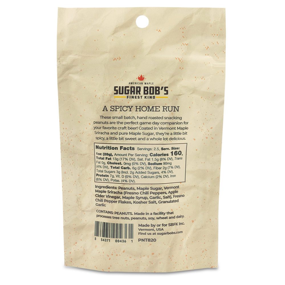Sugar Bob's Finest Kind - Wholesale Nuts - Maple Sriracha Peanuts NET WT. 2.5oz1