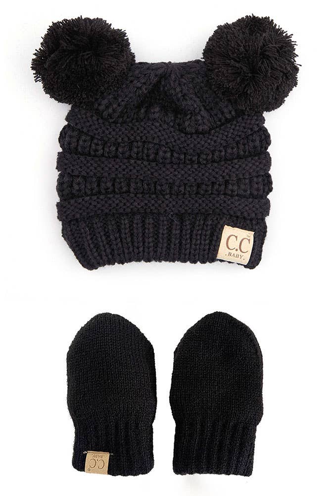 Hana - Wholesale Beanie - Kids - C.C Baby Solid Ribbed Pom Beanie and Mitten Glove8