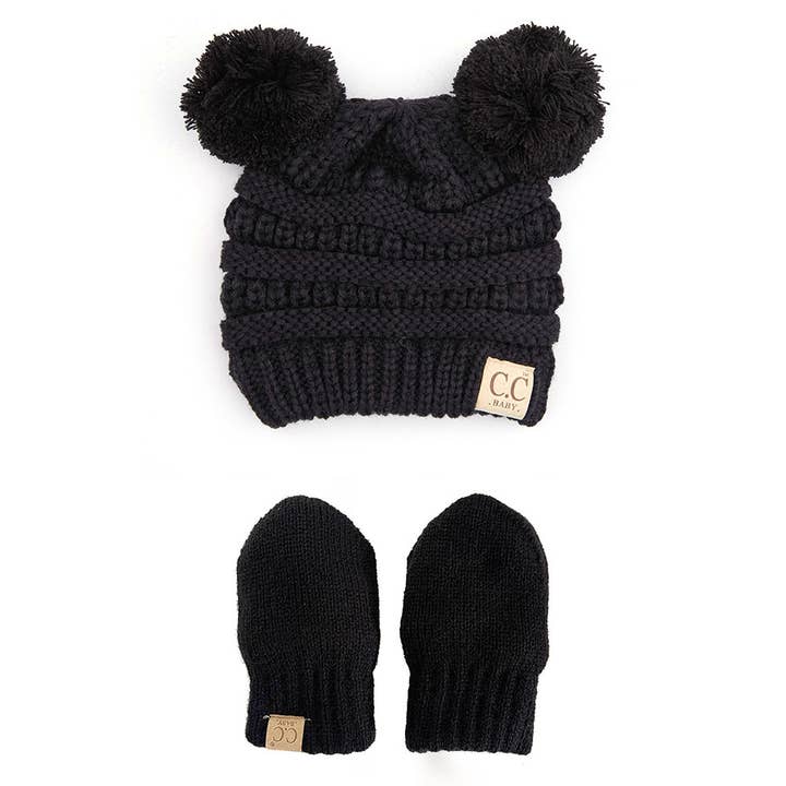 Hana - Wholesale Beanie - Kids - C.C Baby Solid Ribbed Pom Beanie and Mitten Glove8